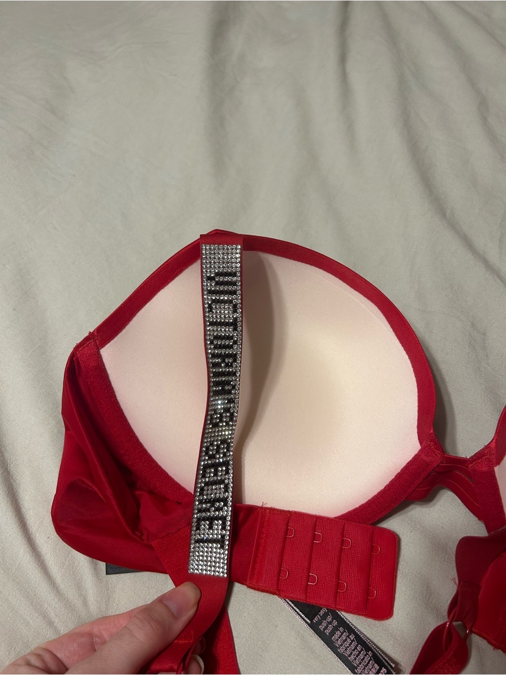 Victoria's Secret Red Padded Bra with Embellished Straps - Picture 3 of 5